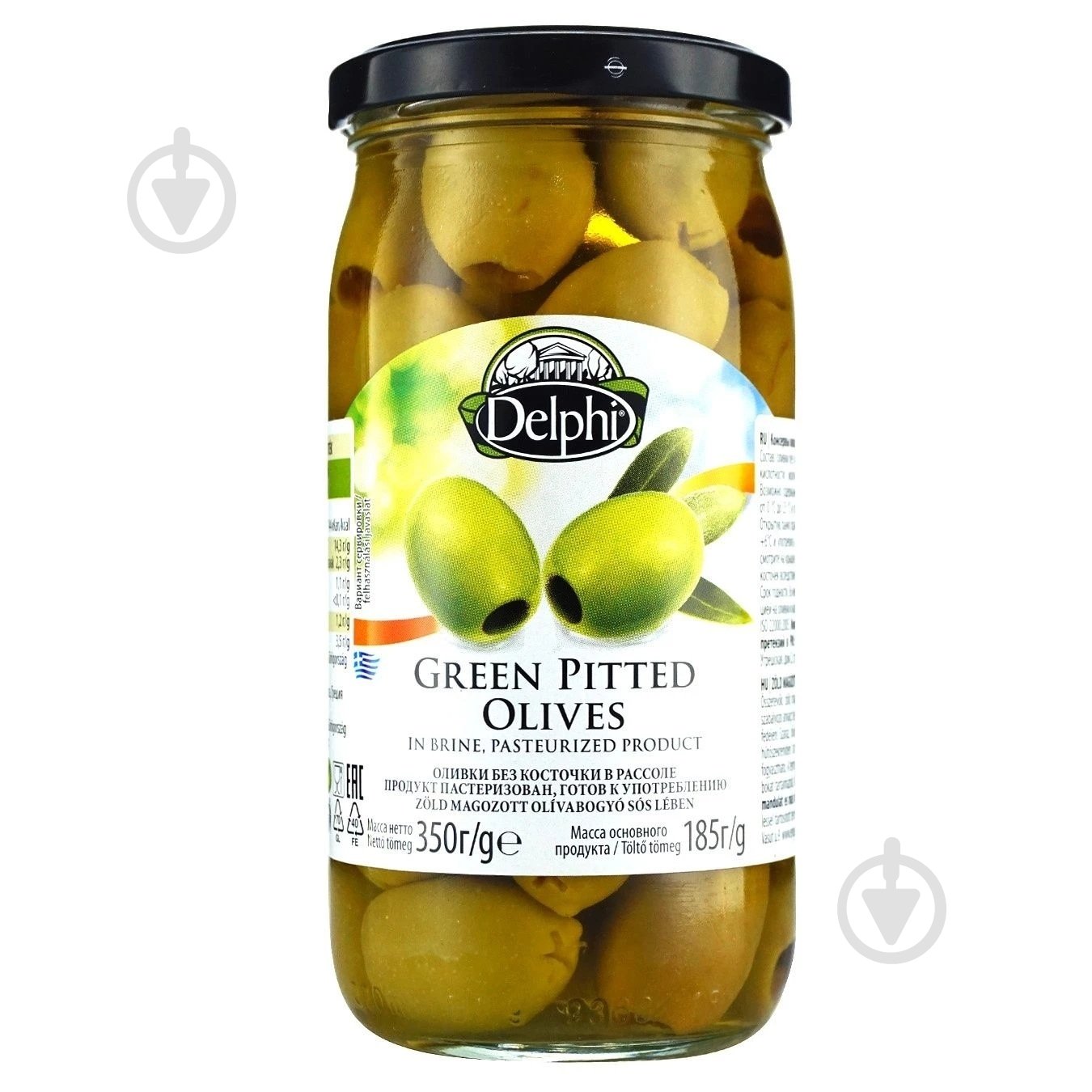 Оливки DELPHI зеленые без косточки 350г - фото 1