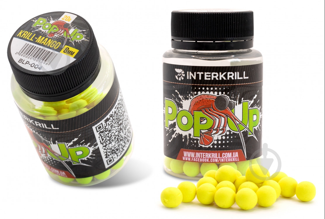 Плаваючі бойли Pop-Up INTERKRILL 20 г кріль/ манго "KRILL MANGO" 8mm 20g - фото 1