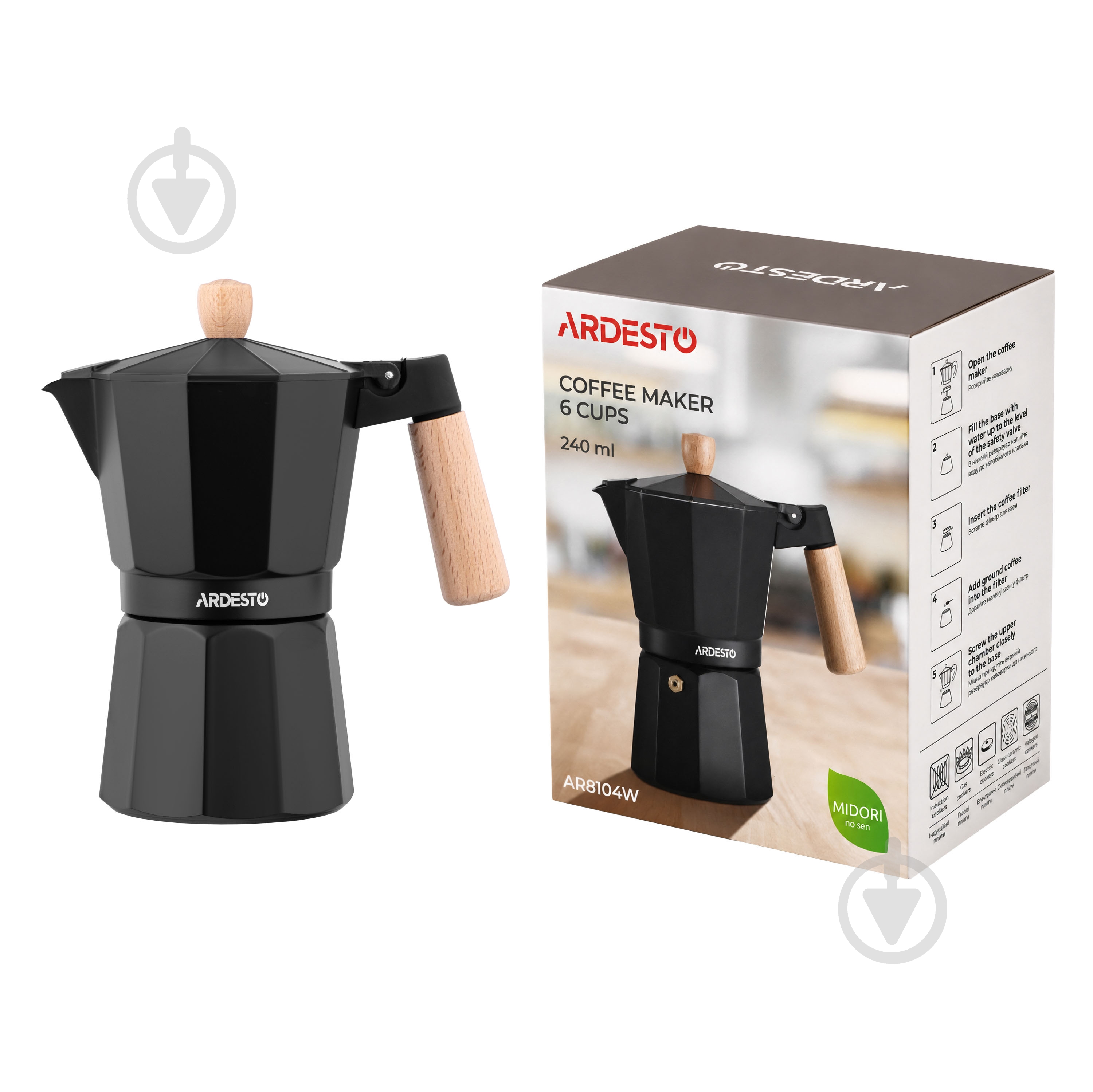 Кофеварка гейзерная ARDESTO Midori 240 мл (AR8104W) - фото 9