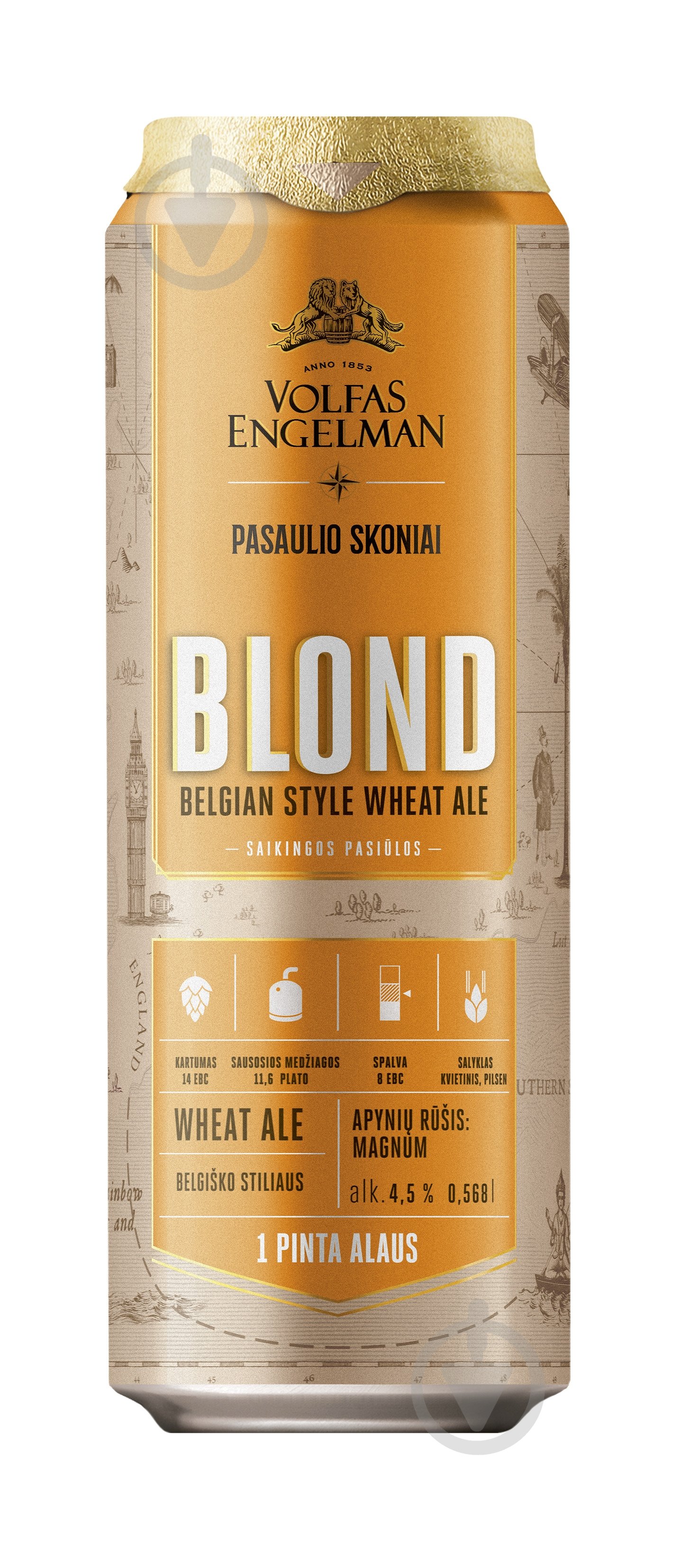 Пиво Volfas Engelman Blond светлое, 4.5% 0,568 л - фото 2 Пиво Volfas Engelman Blond светлое, 4.5% 0,568 л - фото 2