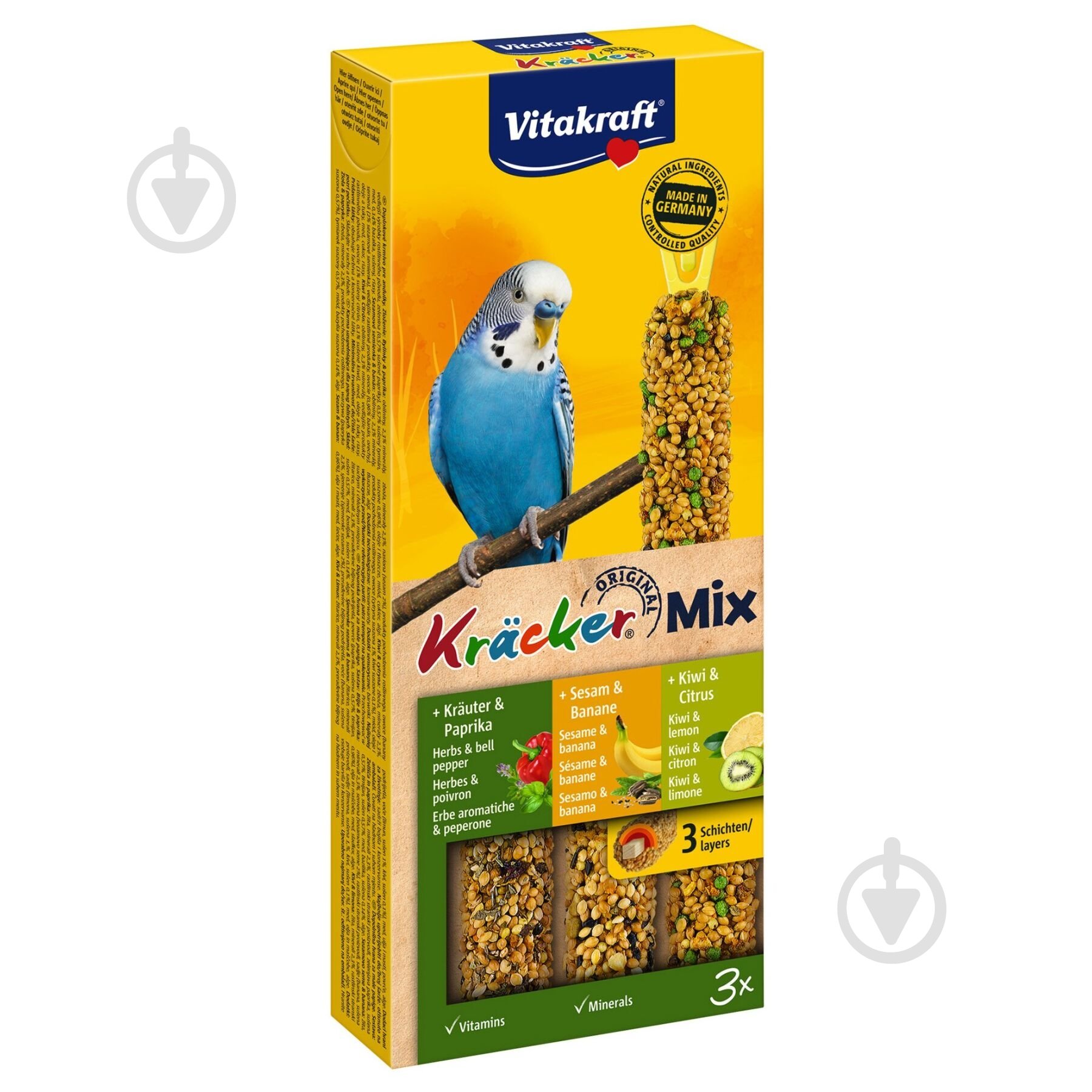 Лакомство Vitakraft Крекер для декоративных попугаев с инжиром, киви и бананом 3 шт. 21237 - фото 1