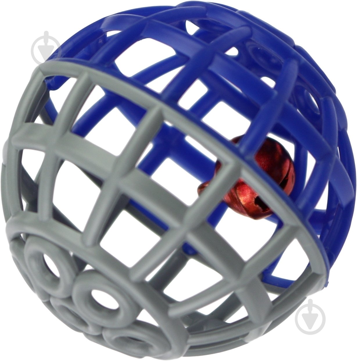 Игрушка для котов Природа Шар с колокольчиком d4 см синий с серым - фото 1