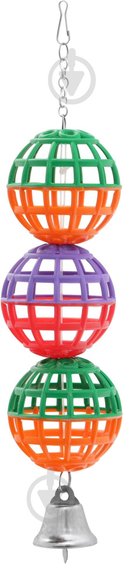 Игрушка для птиц Природа Гирлянда с колокольчиком 17 см разноцветный - фото 1