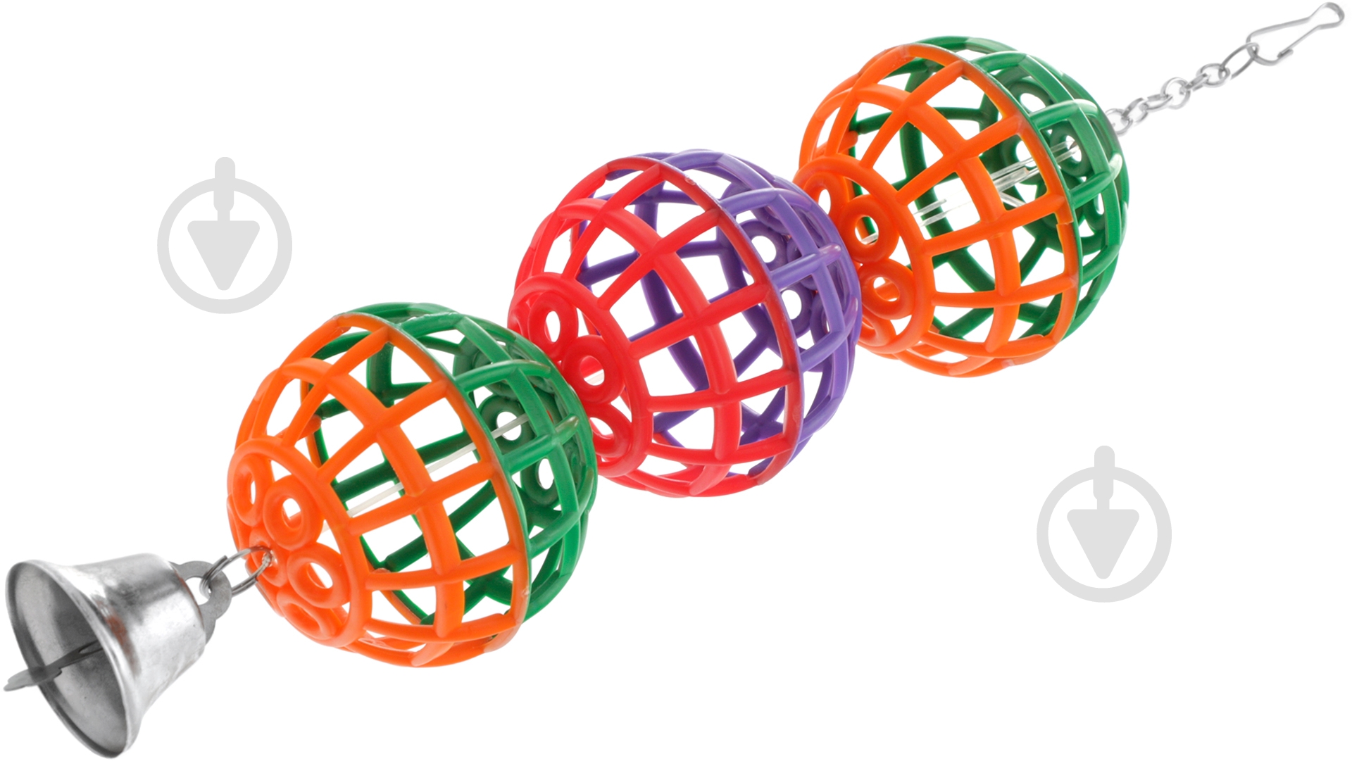 Игрушка для птиц Природа Гирлянда с колокольчиком 17 см разноцветный - фото 2