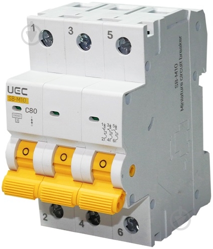 Автоматический выключатель UEC SB-M10 3P 80A C 10кA MCB150-3-080-C - фото 1