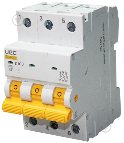 Автоматический выключатель UEC SB-M10 3P 100A D 10кA MCB150-3-100-D - фото 1