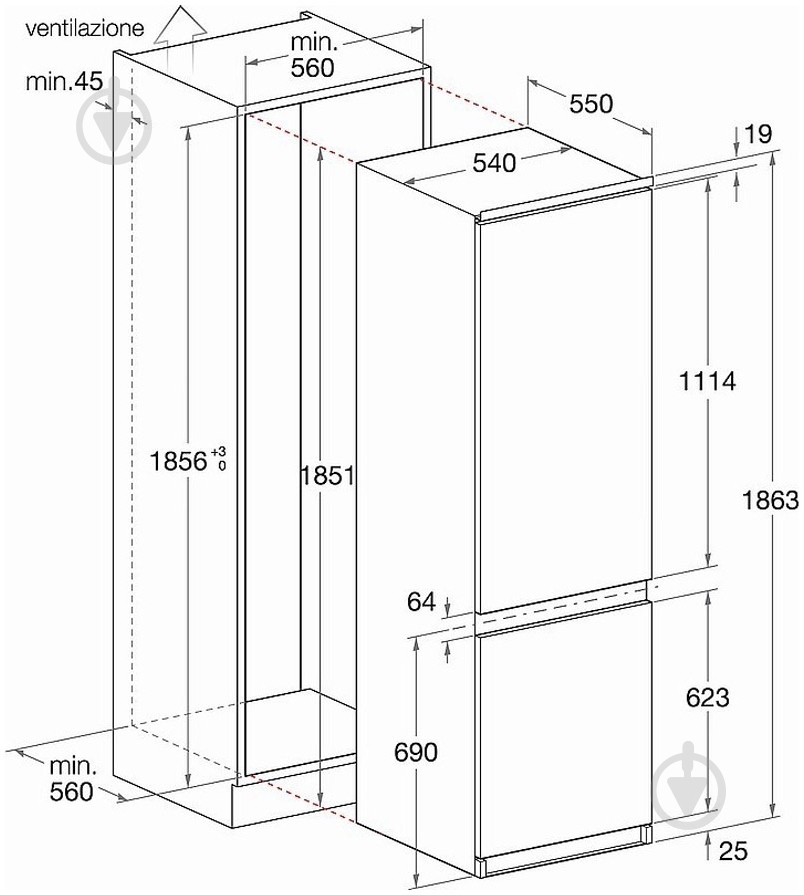 Встраиваемый холодильник Hotpoint BCB 33 AA E - фото 2