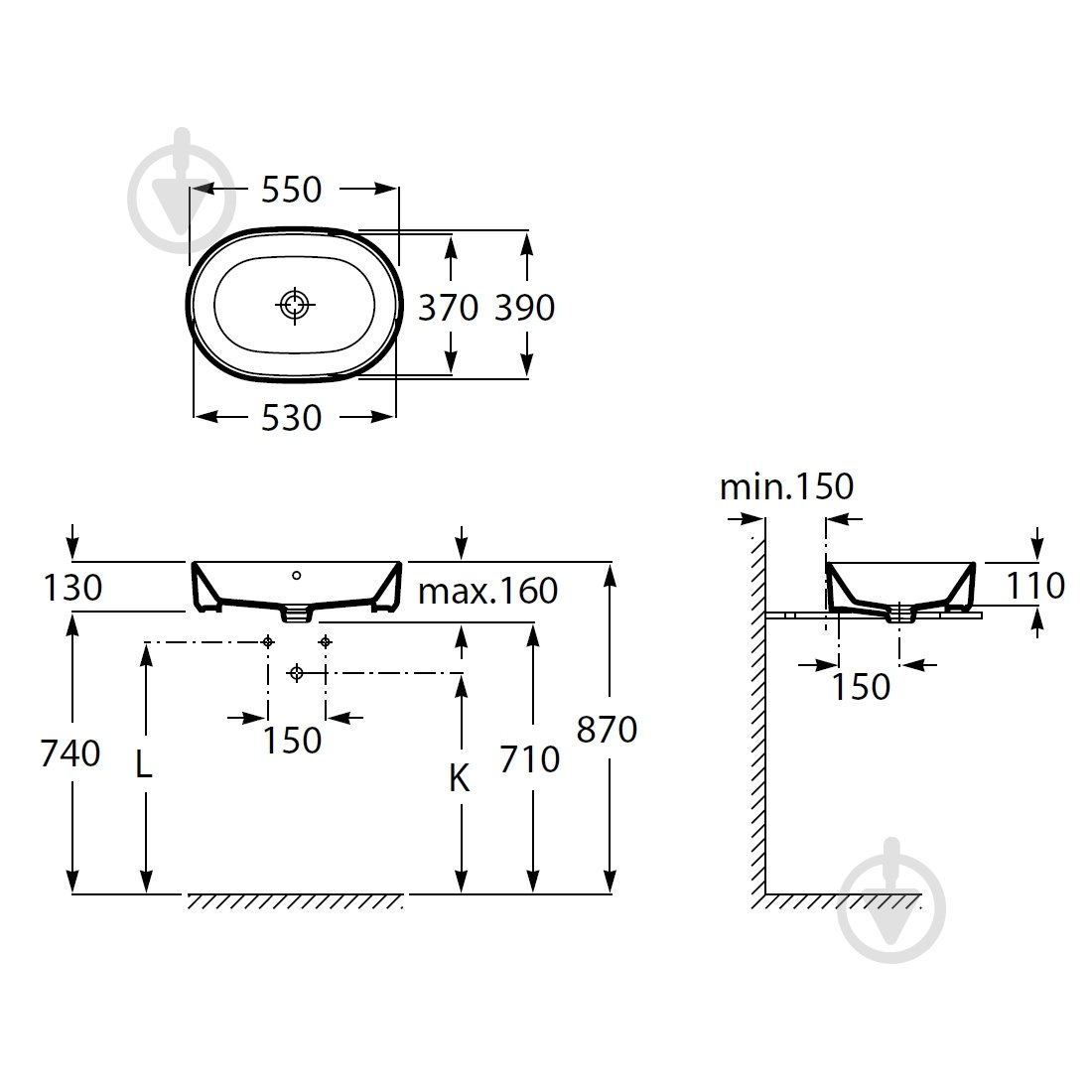 Умывальник ROCA GAP A3270Y1000 - фото 2 Умывальник ROCA GAP A3270Y1000 - фото 2