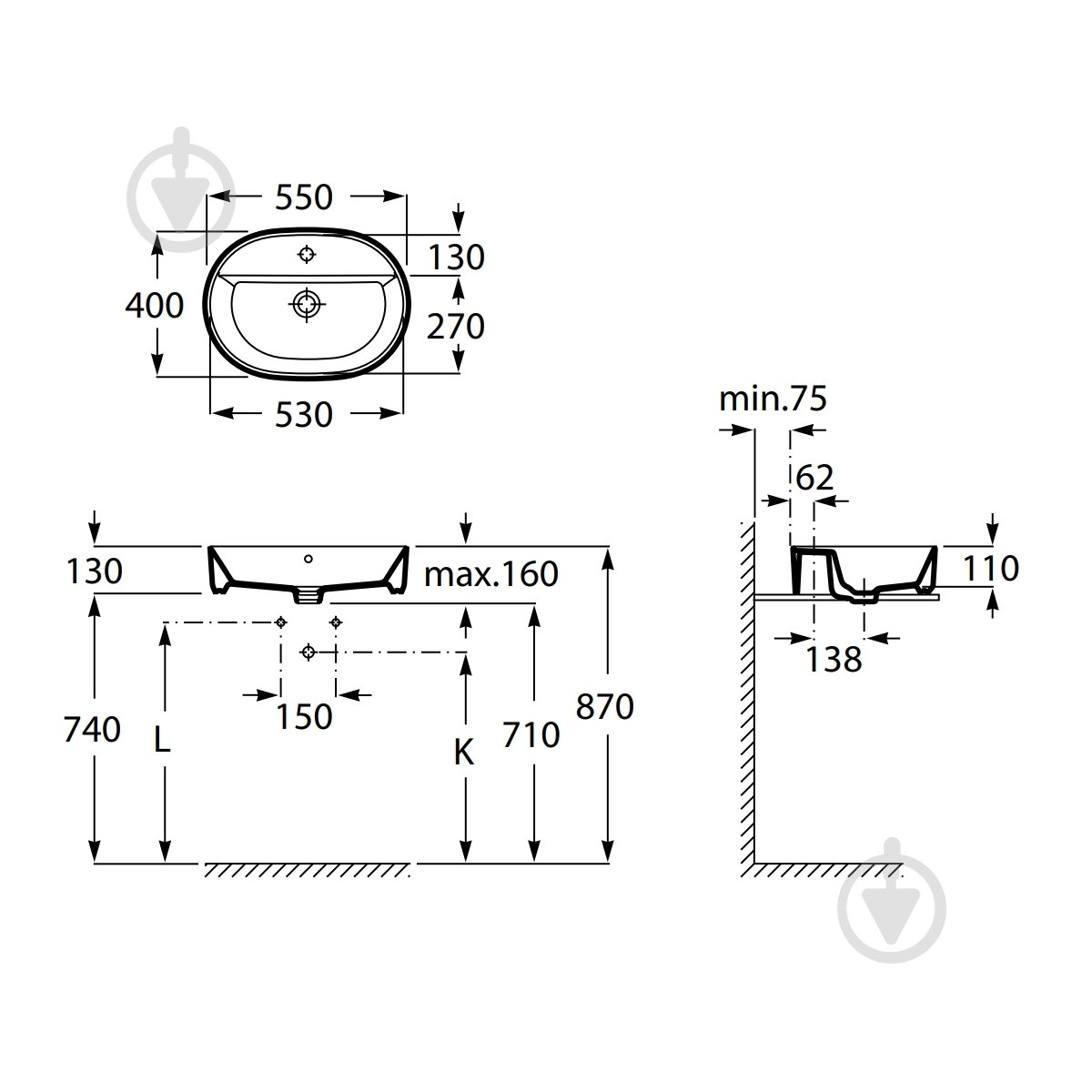 Умывальник ROCA GAP A3270Y0000 - фото 2