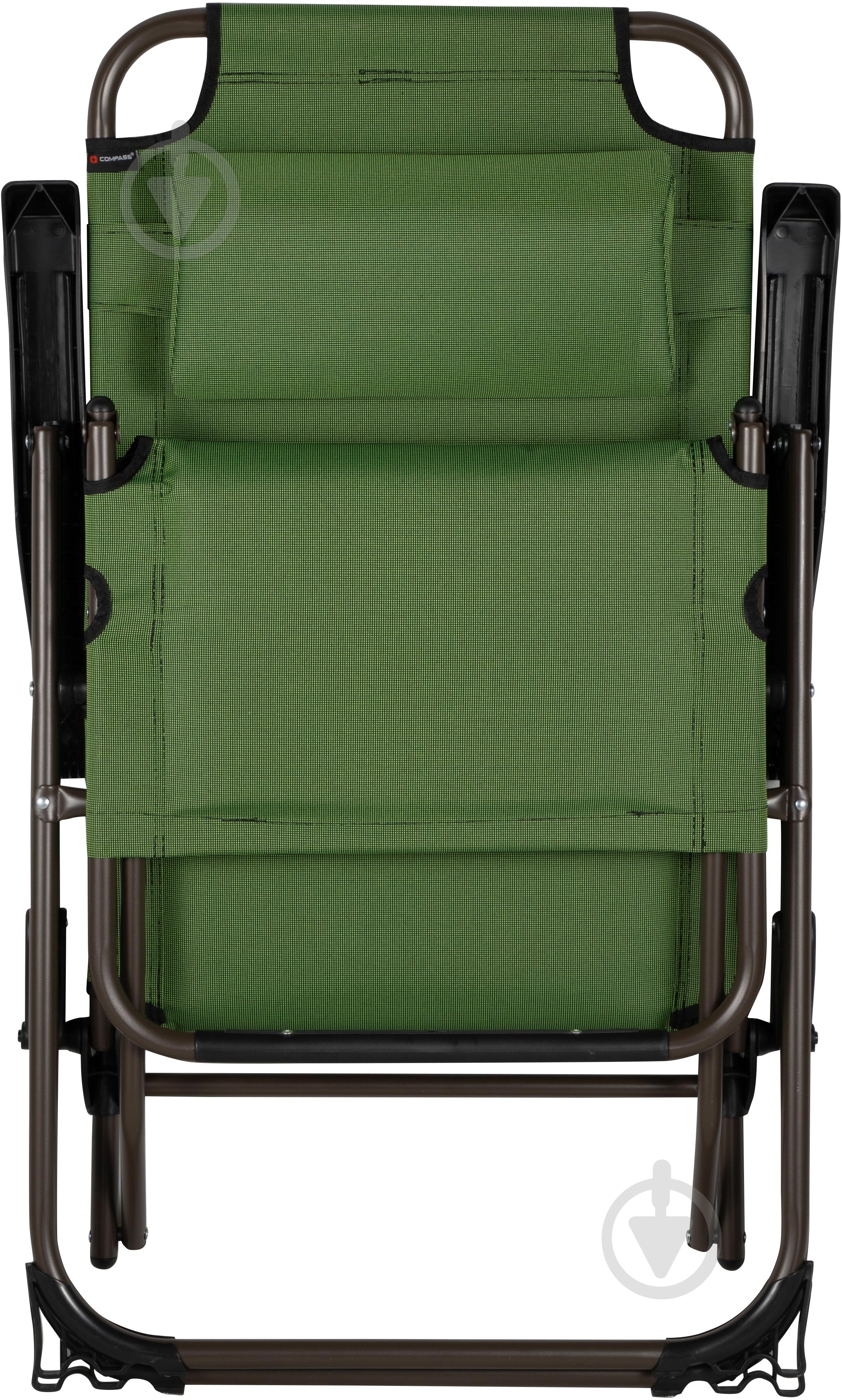 Шезлонг розкладний Compass SX-3219-1 зелений для домудля відпочинкудля вулицідля рибалкидля дачі 64x93 см - фото 5
