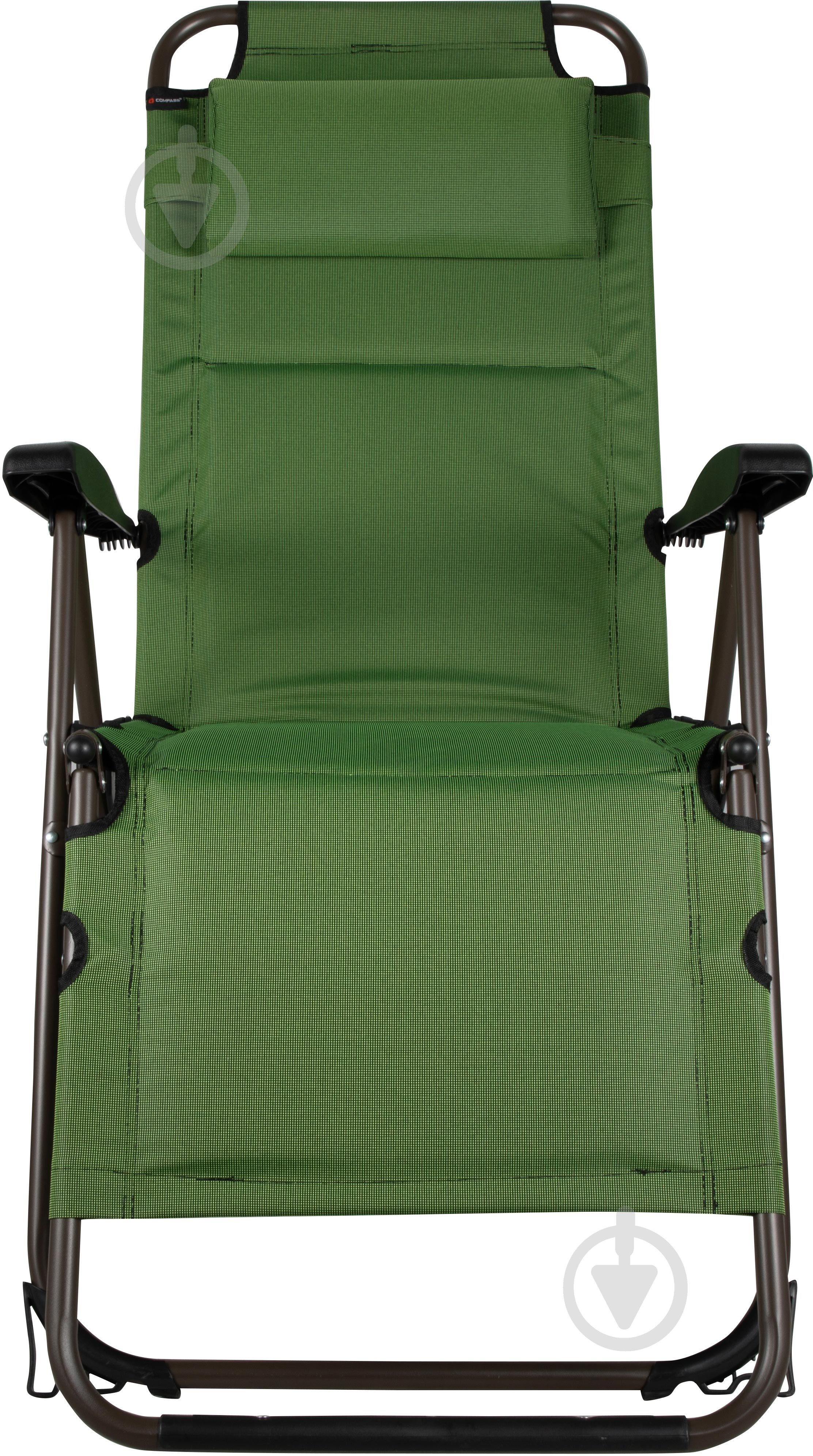 Шезлонг розкладний Compass SX-3219-1 зелений для домудля відпочинкудля вулицідля рибалкидля дачі 64x93 см - фото 2