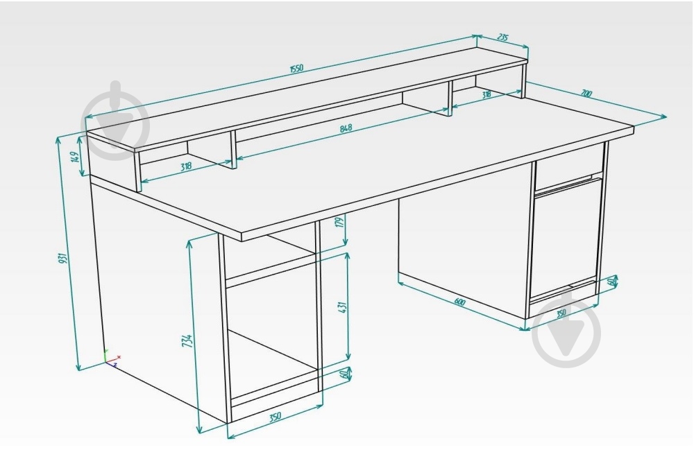 Стол письменный DC Фоджа 750х1550х700 мм нимфея альба/дуб тахо - фото 9