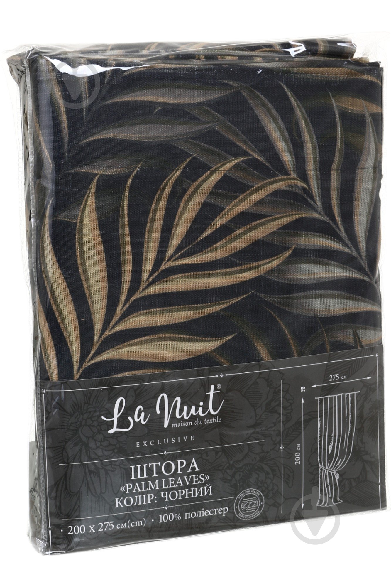 Штора Exclusive Palm Leaves 200х275 см черный La Nuit - фото 4 Штора Exclusive Palm Leaves 200х275 см черный La Nuit - фото 4