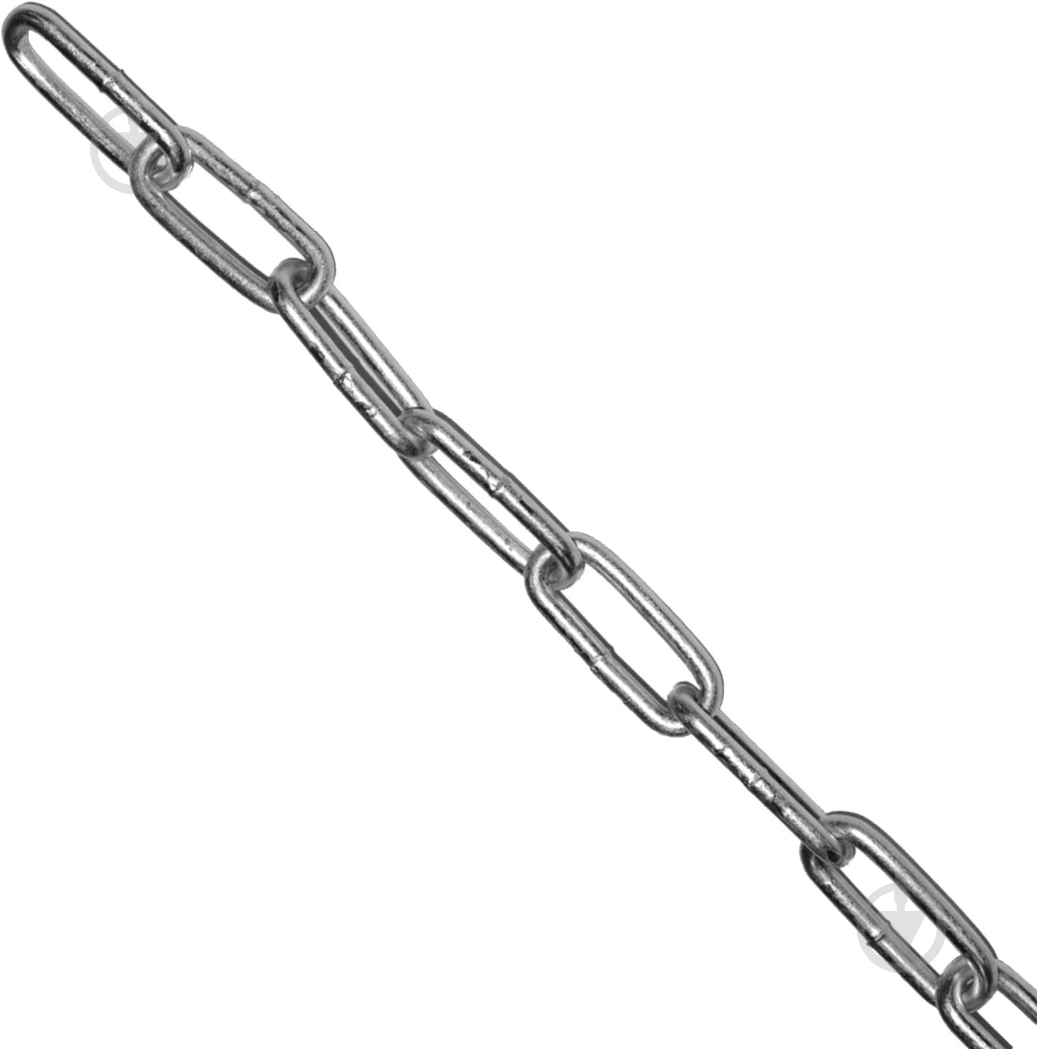 Цепь длиннозвеньевая оцинкованная 2 мм на метраж м.пог. DIN 5685С белый цинк - фото 1