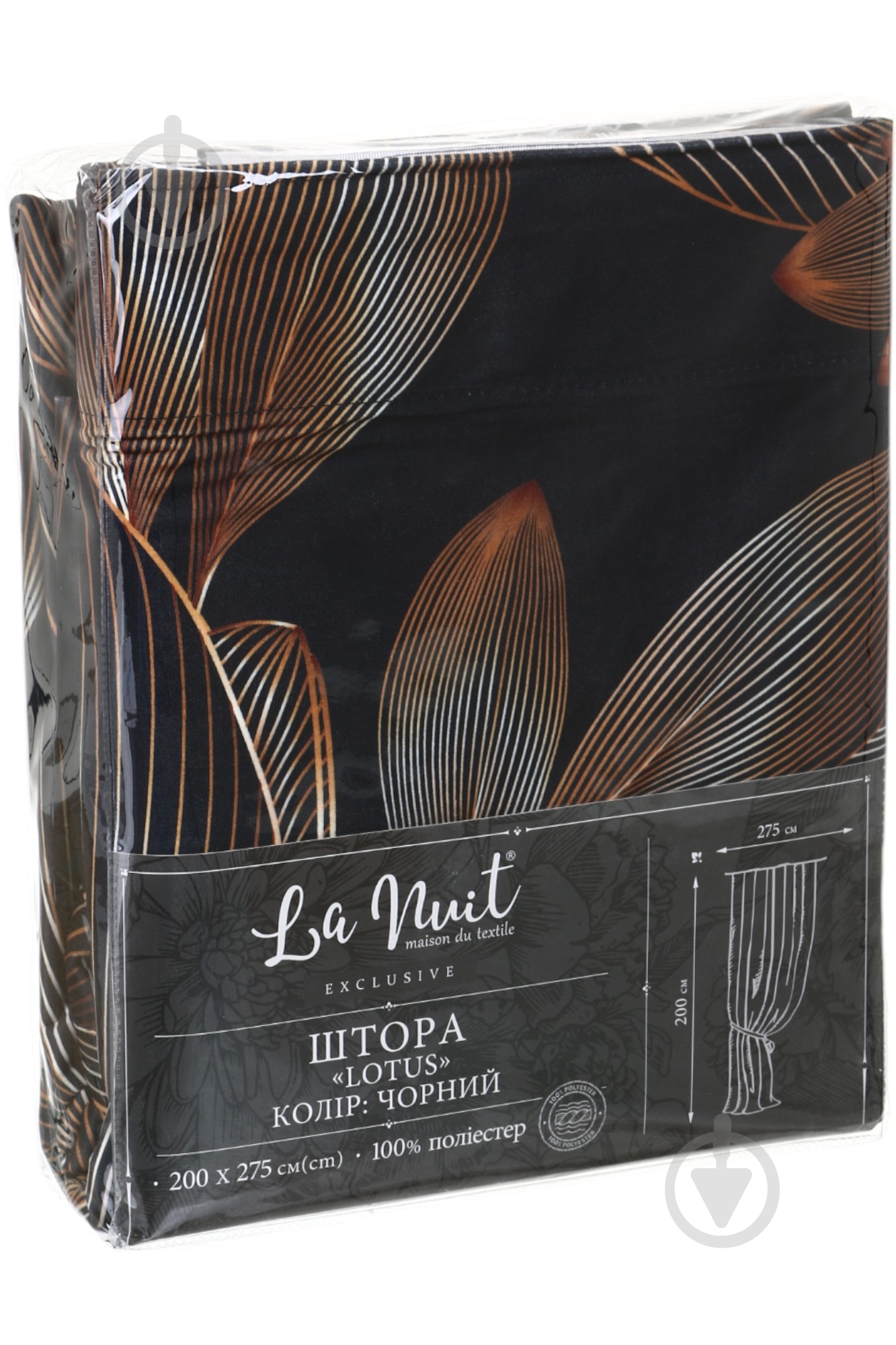 Штора Exclusive Lotus чорний 200 х 275 см La Nuit - фото 4 Штора Exclusive Lotus чорний 200 х 275 см La Nuit - фото 4