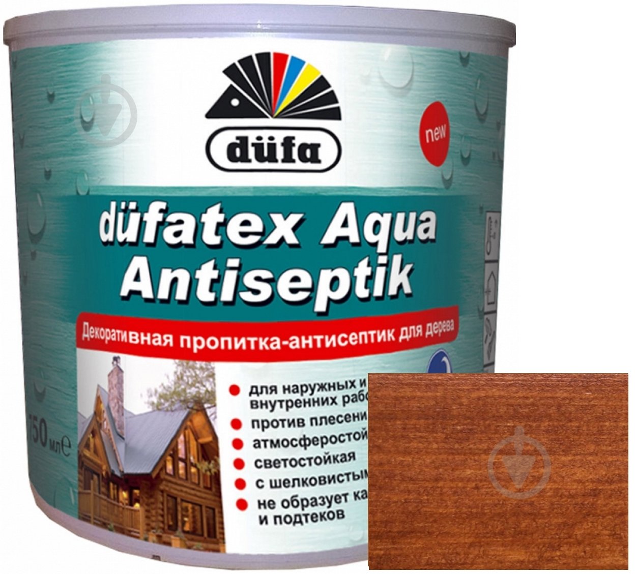 Просочувач Dufa Просочувач Dufa dufatex Aqua Antiseptik шовковистий глянець каштан 0,75 л (50210574) каштан шовковист - фото 1