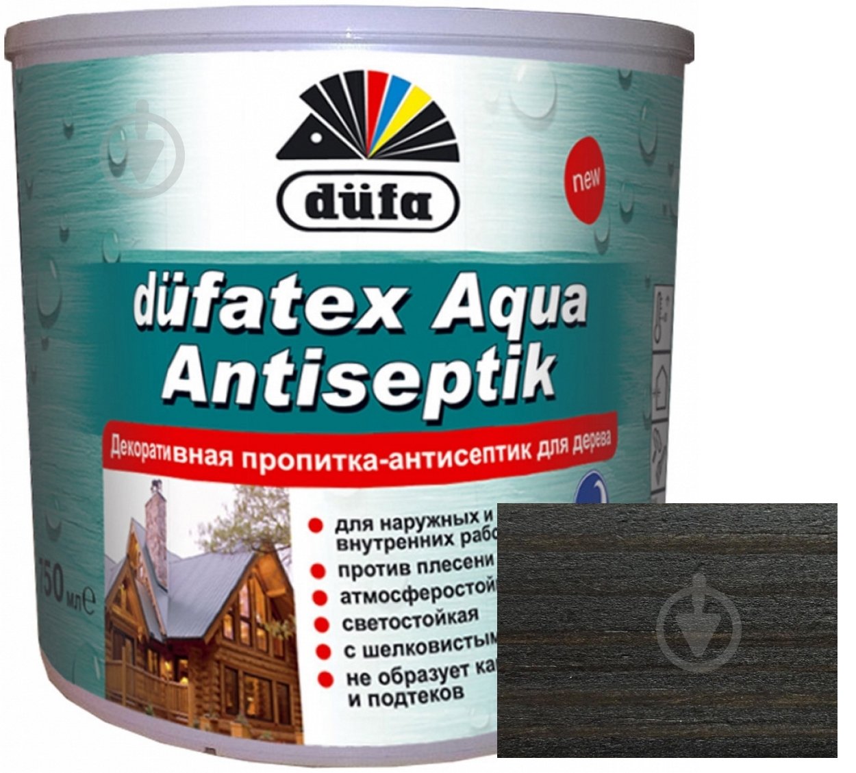 Просочувач Dufa dufatex Aqua Antiseptik венге шовковистий глянець 0,75 л - фото 1