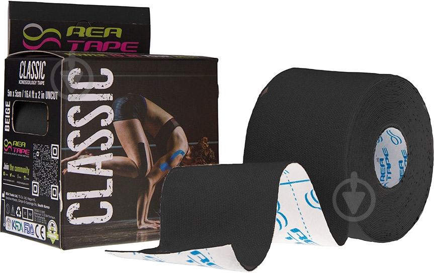 Кинезиологический тейп REA TAPE REA-Classic черный - фото 1