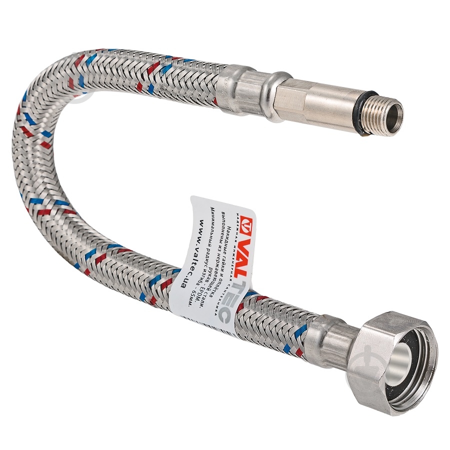 Шланг Valtec для воды М10х35 - Г1/2 "40 см VALTEC Сталь, стальной точеный ниппель, 12.5мм - фото 1 Шланг Valtec для воды М10х35 - Г1/2 "40 см VALTEC Сталь, стальной точеный ниппель, 12.5мм - фото 1