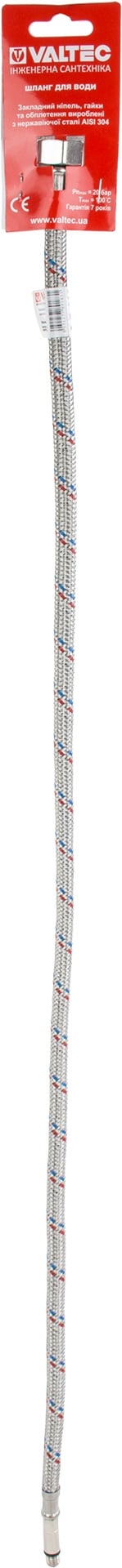 Шланг Valtec для воды М10х35 - Г1/2 "80 см VALTEC Сталь, стальной точеный ниппель, 12.5мм - фото 3