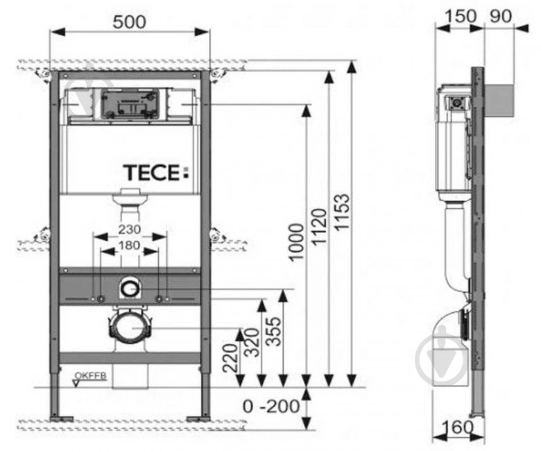 Система инсталляции TECE base 9400005 + TECE ambia 9240226 хром - фото 2