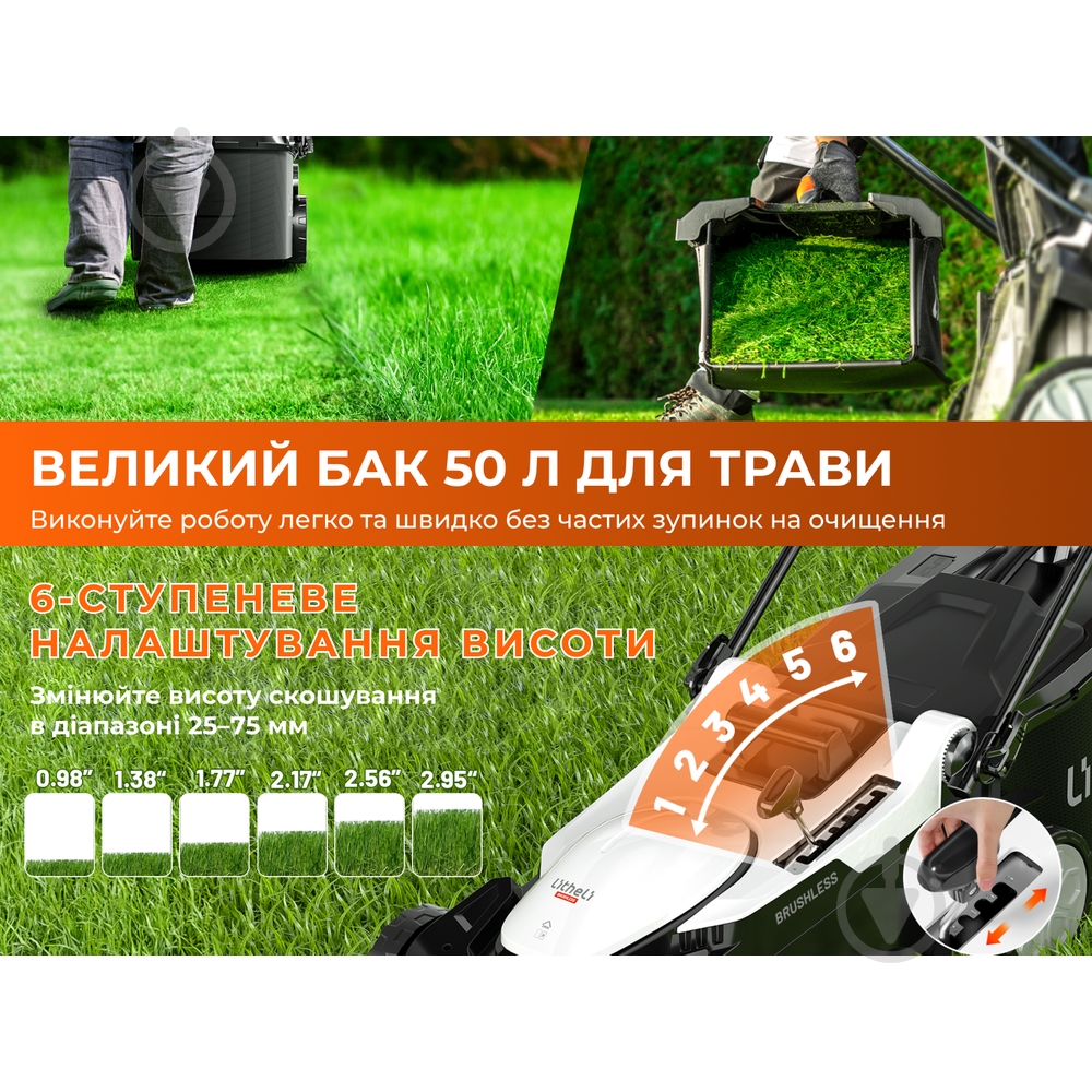 Газонокосилка аккумуляторная Litheli U20LM02-0U220 - фото 7
