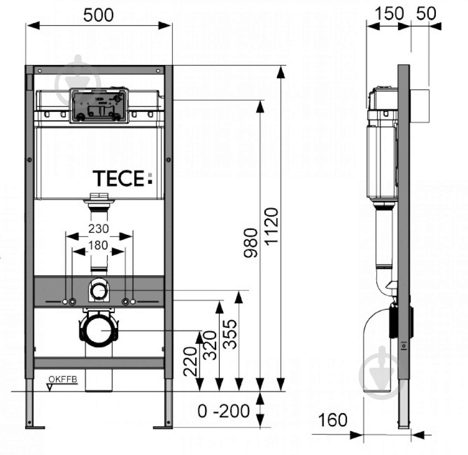 Система инсталляции TECE base 9400006 + TECE base 9240701 хром глянцевый - фото 2