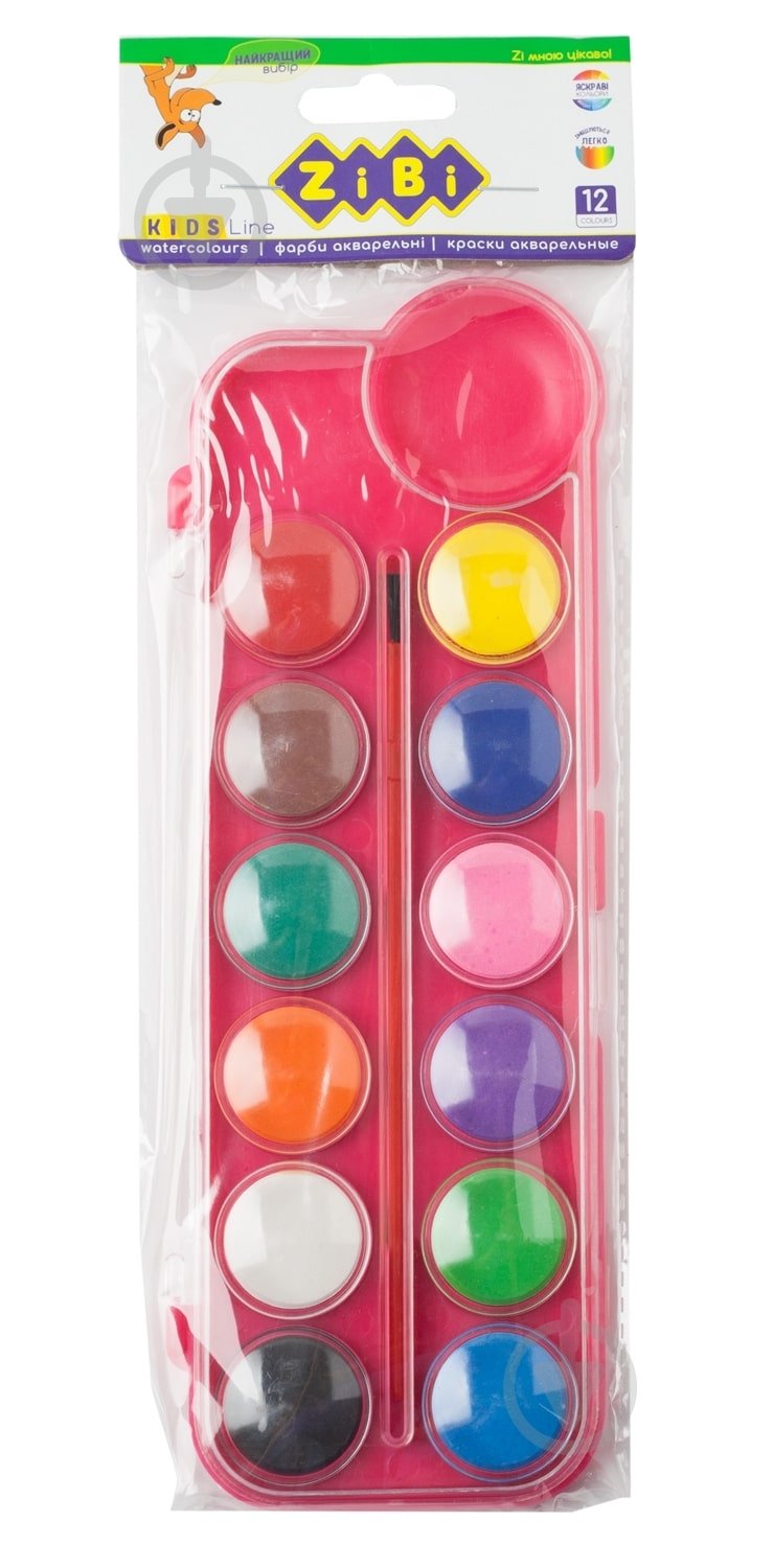 Краски акварельные сухие 12 шт. ZiBi - фото 1 Краски акварельные сухие 12 шт. ZiBi - фото 1