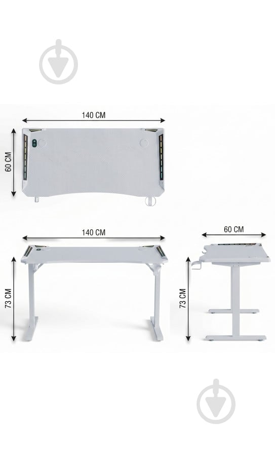 Стол игровой GT Racer T-1452 White - фото 7