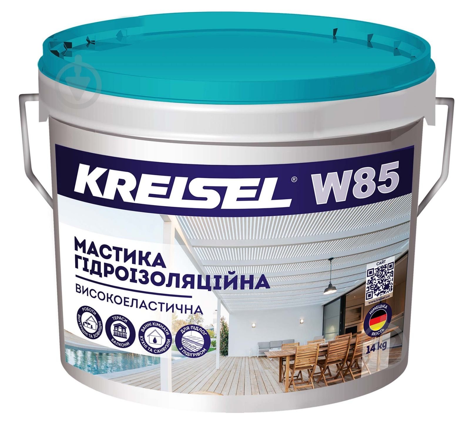 Мастика KREISEL гідроізоляційна високоеластична W85 Nanofix 14 кг - фото 1