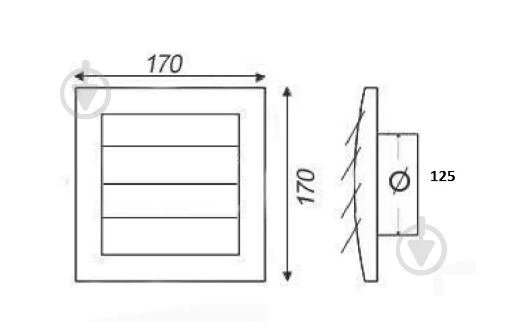 Решетка вентиляционная AirRoxy с гравитационные жалюзи KzZ 170x170 диаметр 125 brown 2-312 пластик коричневый - фото 2