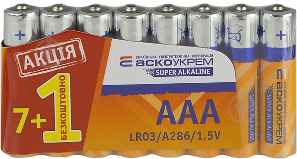 Батарейка Аско-Укрем AAA (мизинчиковые) 8 шт. (Аско.LR03.S7F1) - фото 1