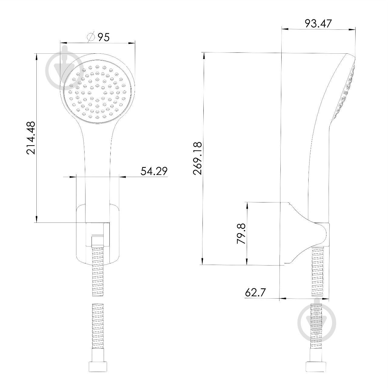 Душевой набор Imprese MODUS (лейка 1 режим, держатель, шланг 1500 мм PVC), чорный матовый - фото 2 Душевой набор Imprese MODUS (лейка 1 режим, держатель, шланг 1500 мм PVC), чорный матовый - фото 2