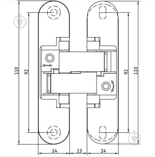Петля Anselmi 927.56.014 AN 140 3D F1 110x24x24 мм матовый хром универсальная 1 шт. - фото 2