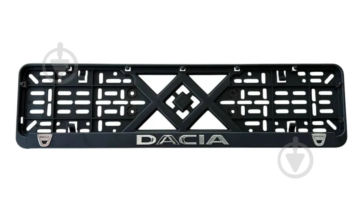 Рамка под номерной знак Poputchik пластик с объемными буквами Dacia (2 шт.) - фото 1