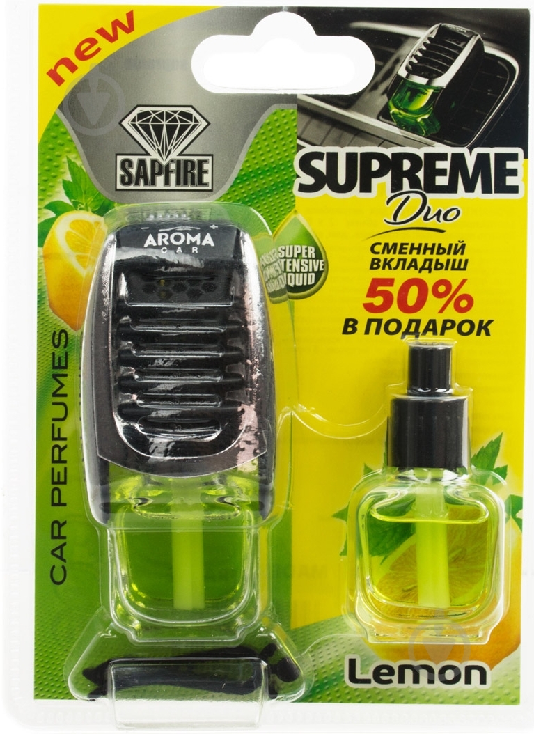 Ароматизатор на дефлектор  SAPFIRE Aroma Car Supreme Duo лимон - фото 1