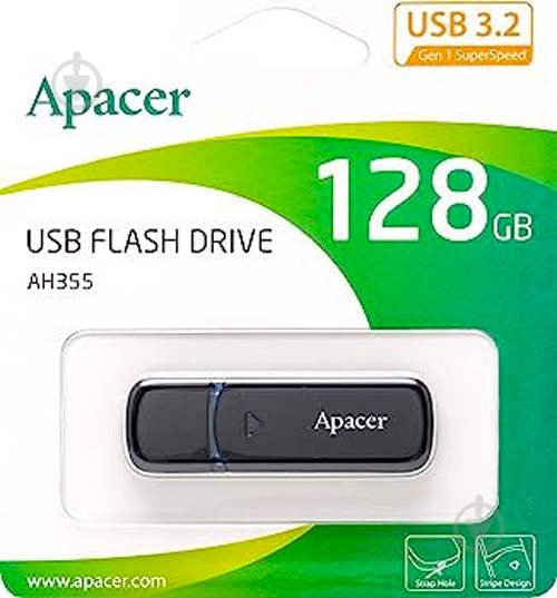 Флеш-память USB Apacer AH355 128 ГБ USB 3.2 black (AP128GAH355B-1) - фото 4