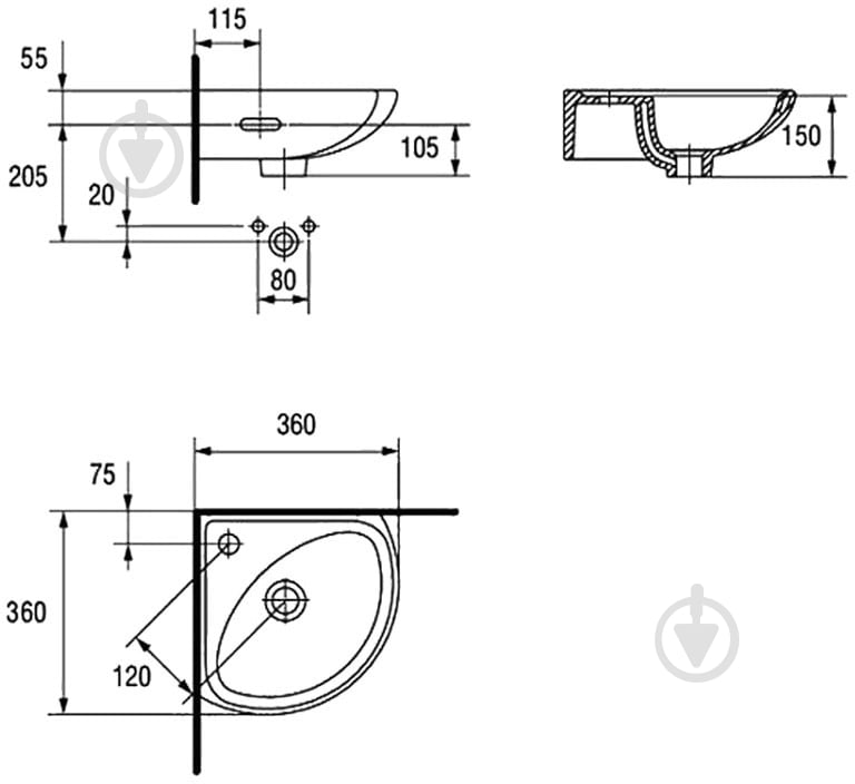 Умывальник Cersanit MITO Sigma 32 K11-0013 - фото 3