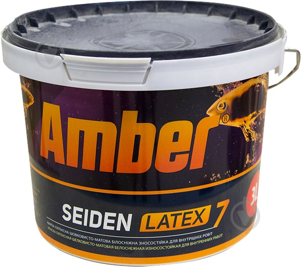 Краска латексная Amber SEIDEN LATEX 7 шелковистый мат белый 3 л - фото 1