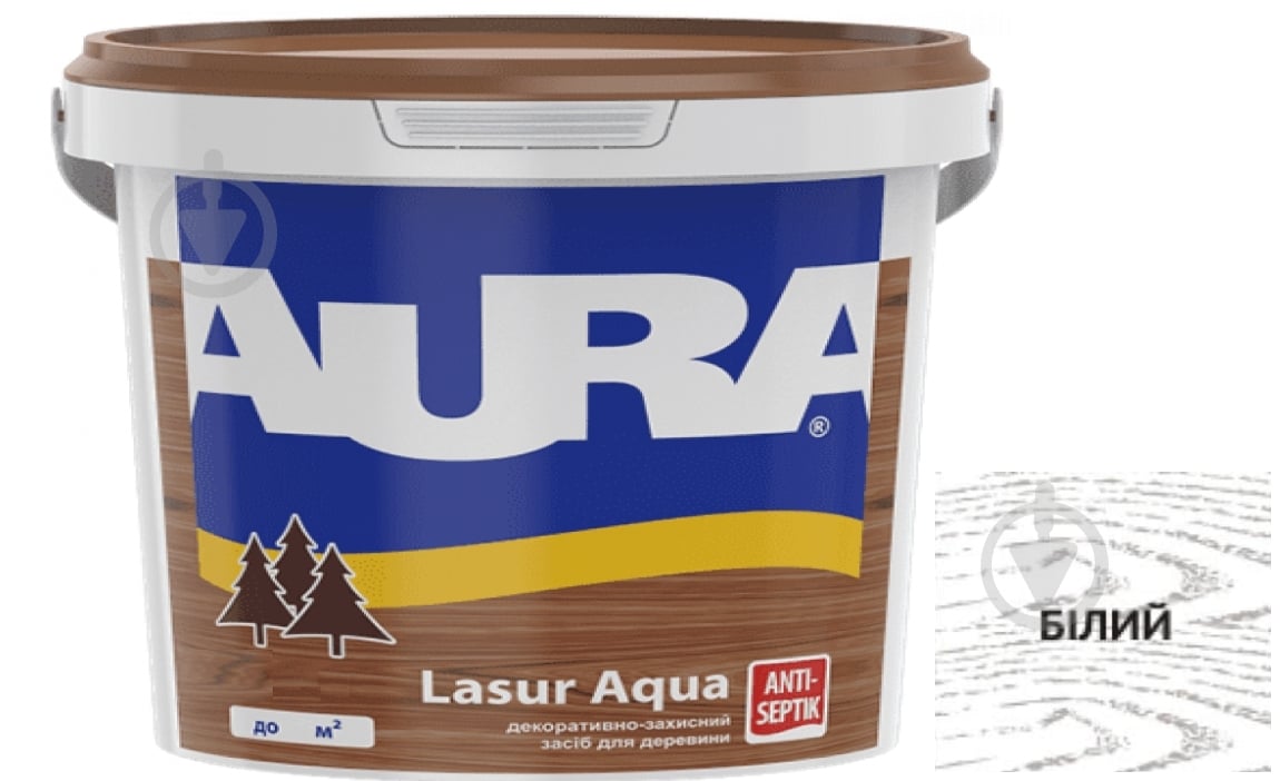 Деревозахисний засіб Aura® Lasur Aqua білий шовковистий мат 0,07 л - фото 1