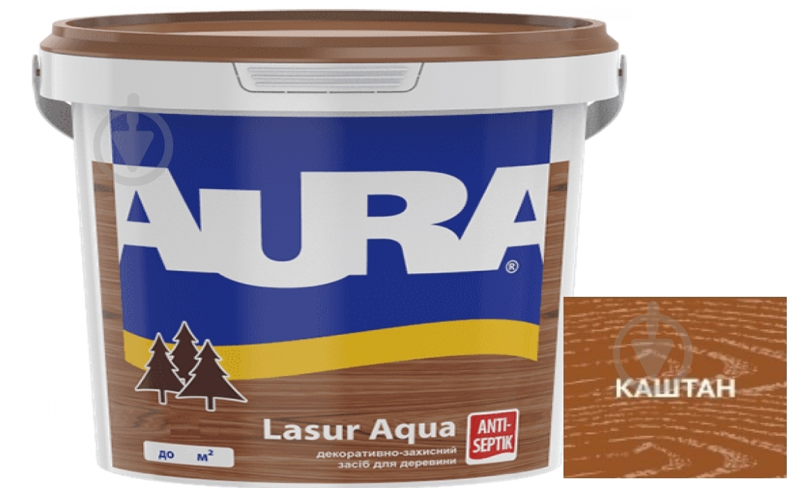 Деревозахисний засіб Aura® Lasur Aqua каштан шовковистий мат 0,07 л - фото 1