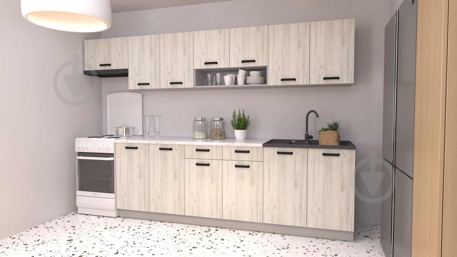 Кухня ViANT Industrial light дуб крафт білий ДСП 3×0,6м дуб крафт білий/сірий - фото 1