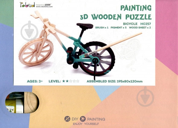 Конструктор-раскраска Robotime Велосипед HC257 - фото 3 Конструктор-раскраска Robotime Велосипед HC257 - фото 3