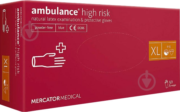 Перчатки латексные Mercator Medical Ambulance High Risk р.XL 50 шт./уп. - фото 1