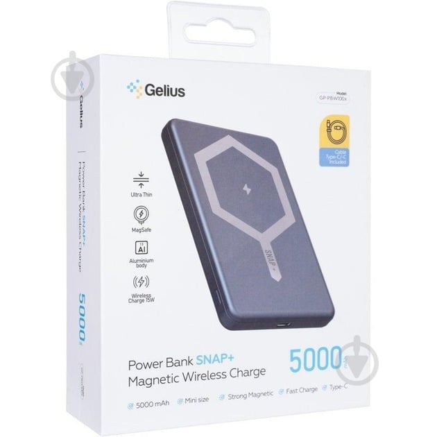 Повербанк Gelius Snap+ Magnetic Wireless Charge GP-PBW100x 5000 mAh blue (00000099749) - фото 10
