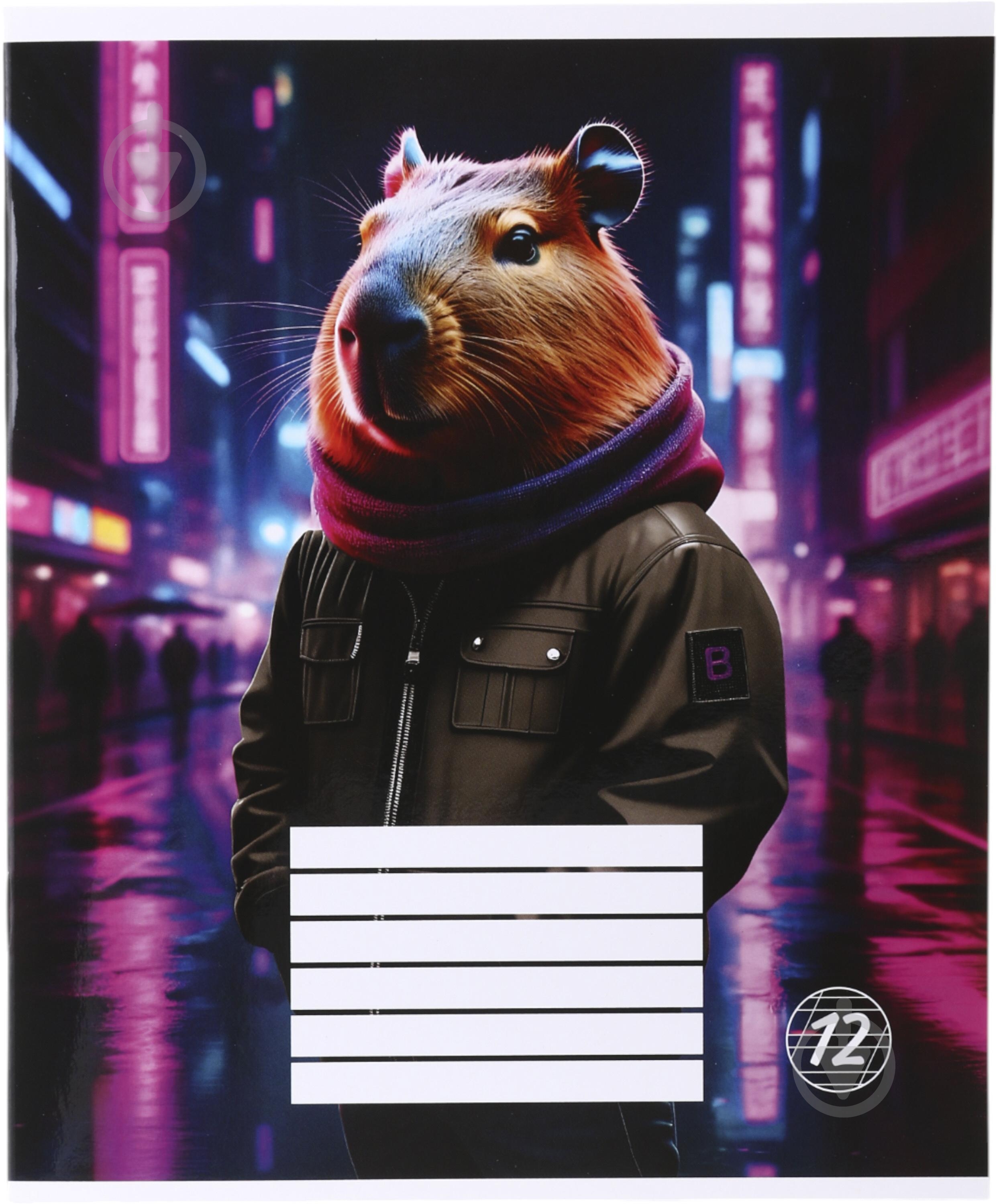 Зошит шкільний Capybara_25 12 аркушів коса лінія Nota Bene - фото 1