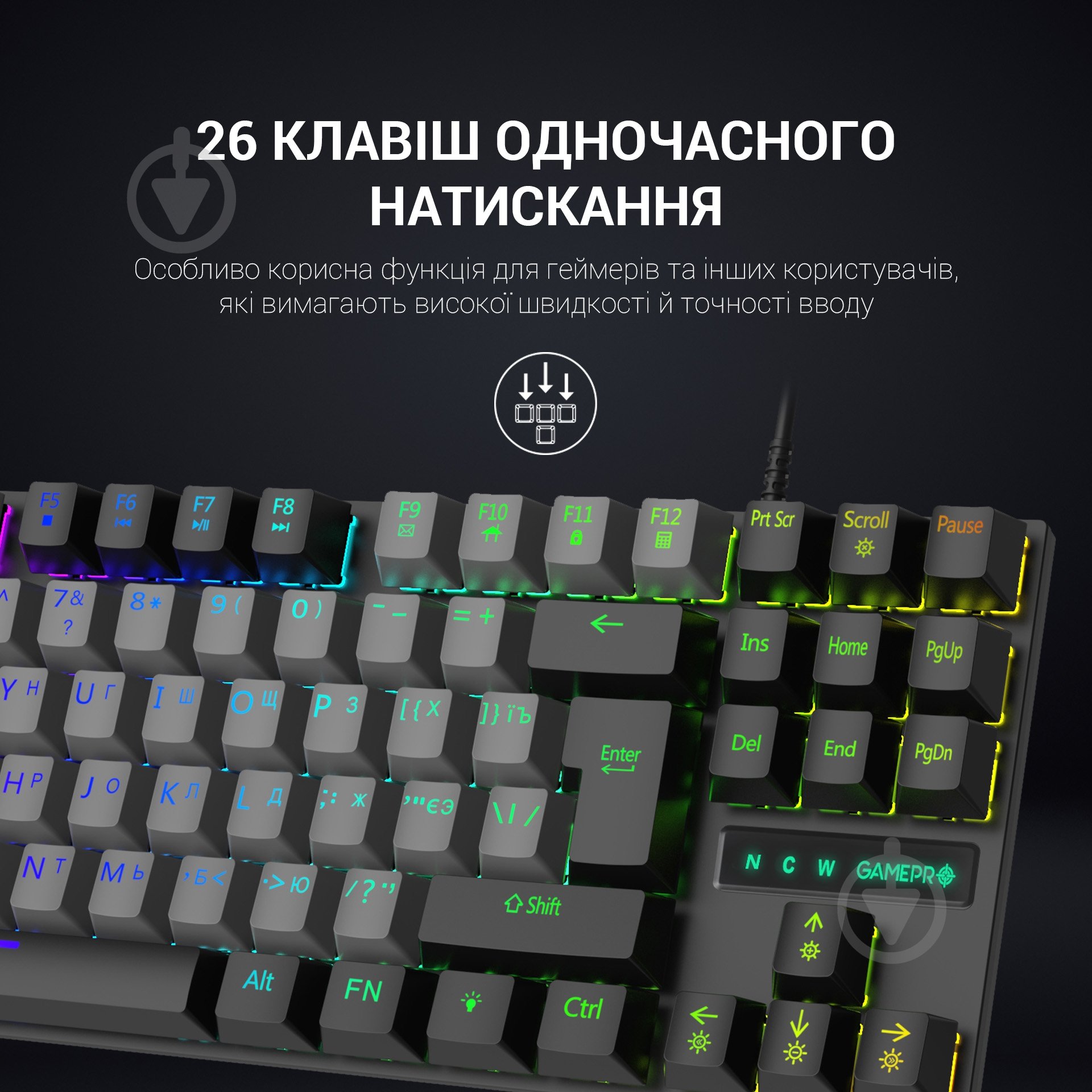Клавиатура игровая GamePro (MK100B) black - фото 7