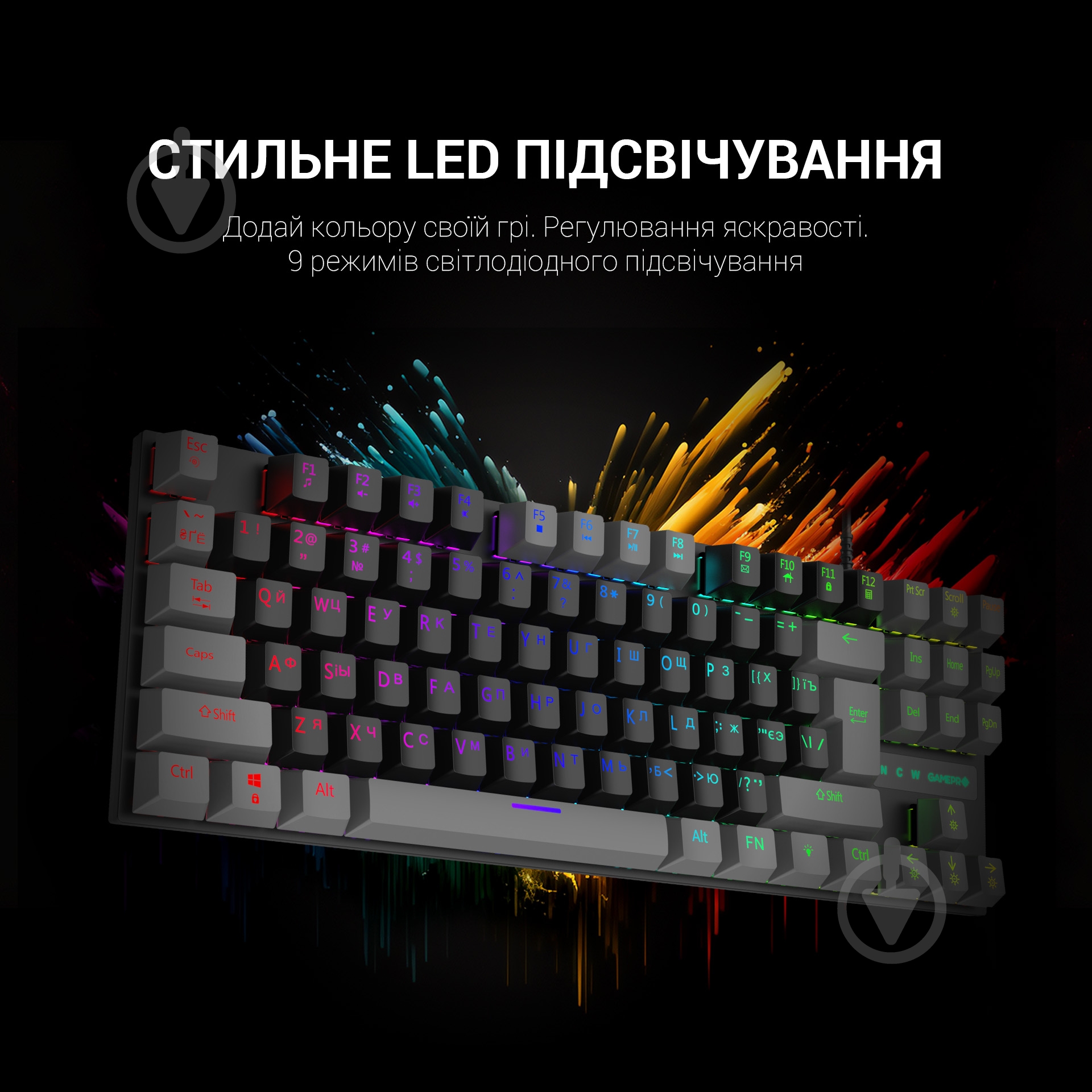Клавиатура игровая GamePro MK100R (MK100R) black - фото 4