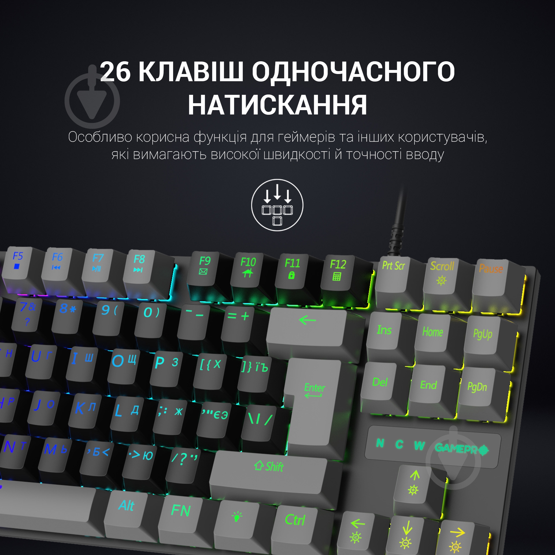 Клавиатура игровая GamePro MK100R (MK100R) black - фото 6