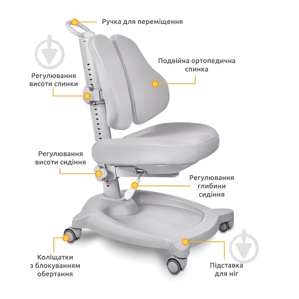 Крісло дитяче ErgoKids GT Y-403 ortopedic сірий - фото 8